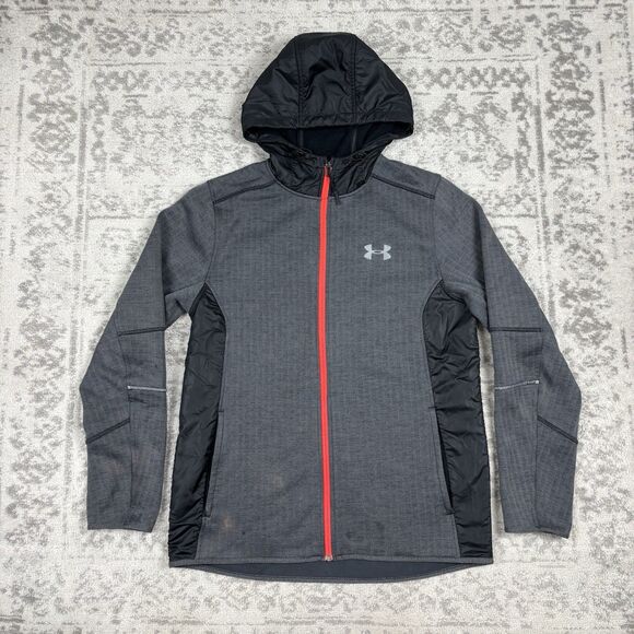 Under Armour Men's Jacket Fleece Lined Black Red Loose ColdGear Size Medium - Picture 1 of 6